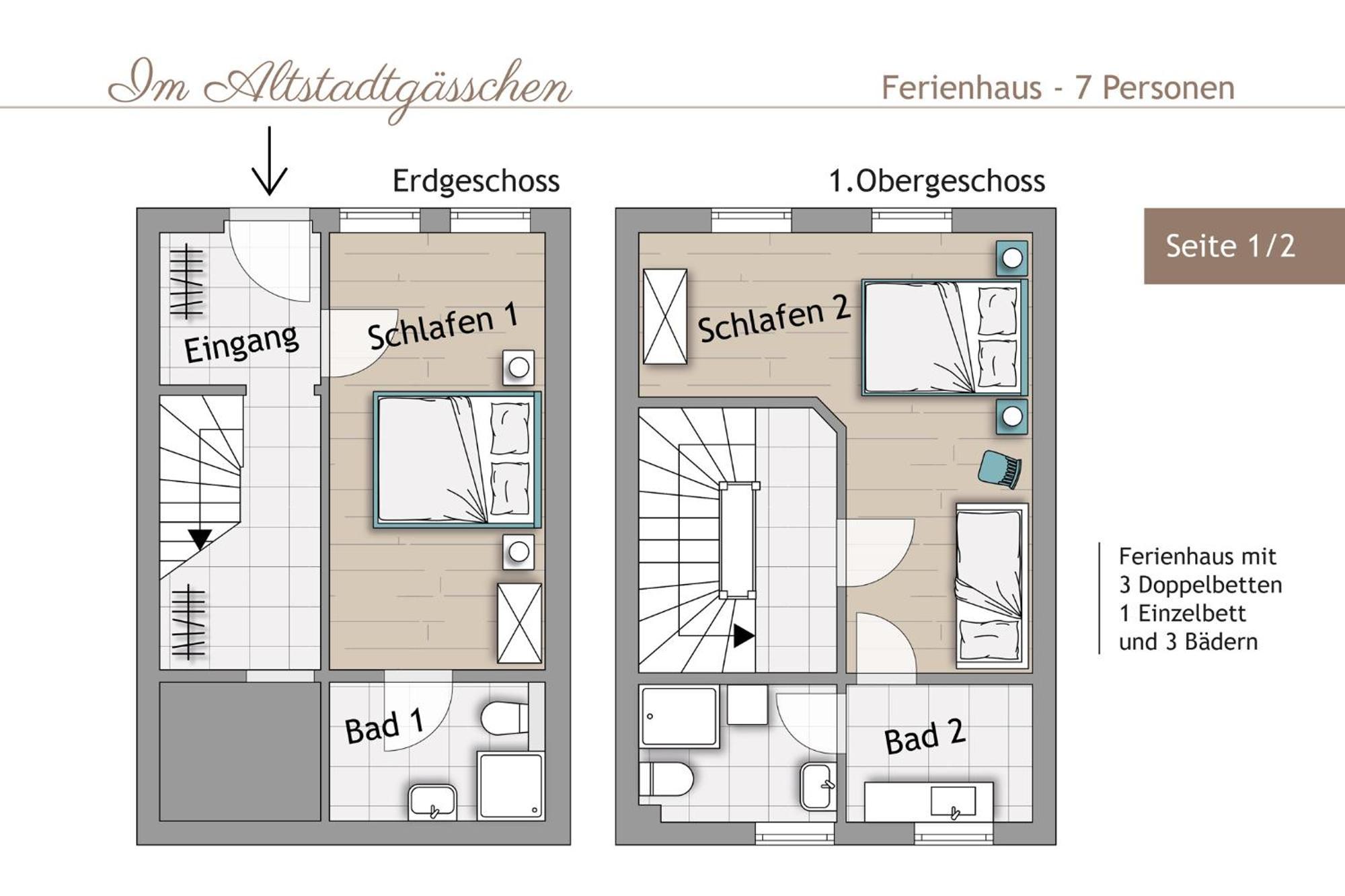 Im Altstadtgaesschen Mit 3 Badezimmern Holiday home